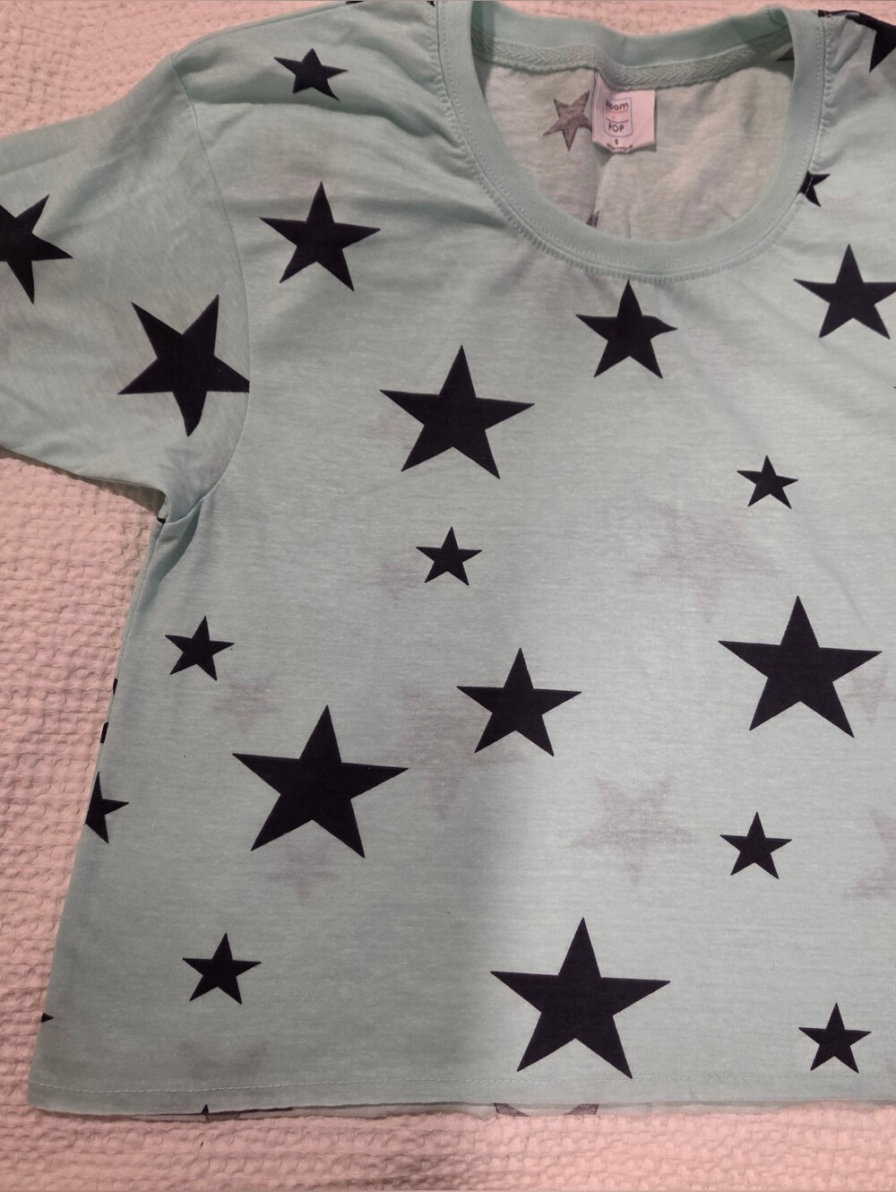 bloom Mint Green Star Print Short Sleeve Tee